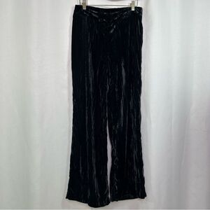 Soft Surroundings Black Velvet Pants Women’s XS Pull On Elastic Waist Wide Leg